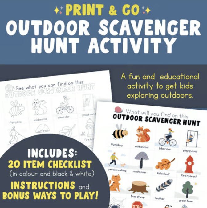 An image of our Outdoor Scavenger Hunt with Pictures product.
